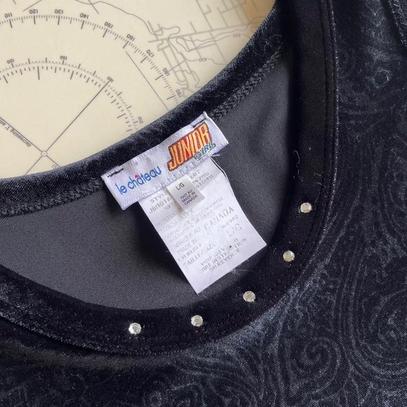 Vintage Y2K Black Velvet Le Chateau Jr. Dress - Picture 6 of 7